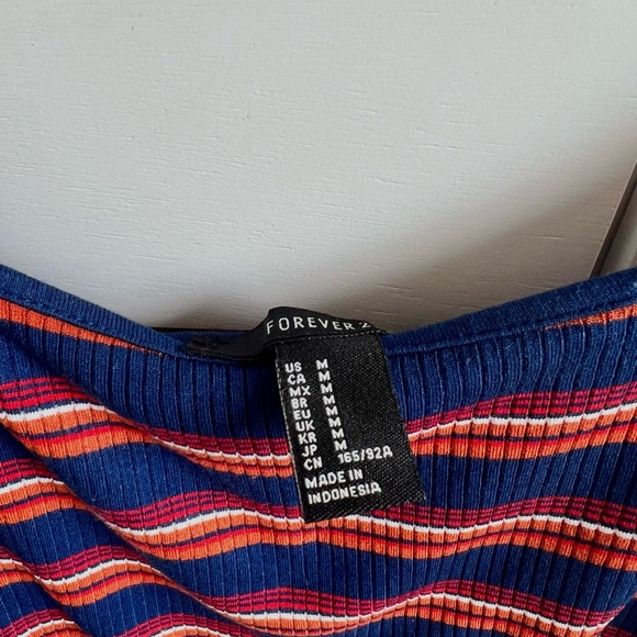 Forever 21 stripped tank top in the colors blue, red, and orange in a size M - Picture 5 of 5